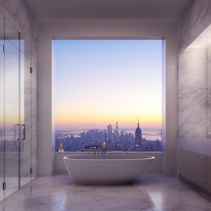 Where's a great place to take a bath? Overlooking the New York Skyline Ofcourse! - this is from Park Avenue, New York